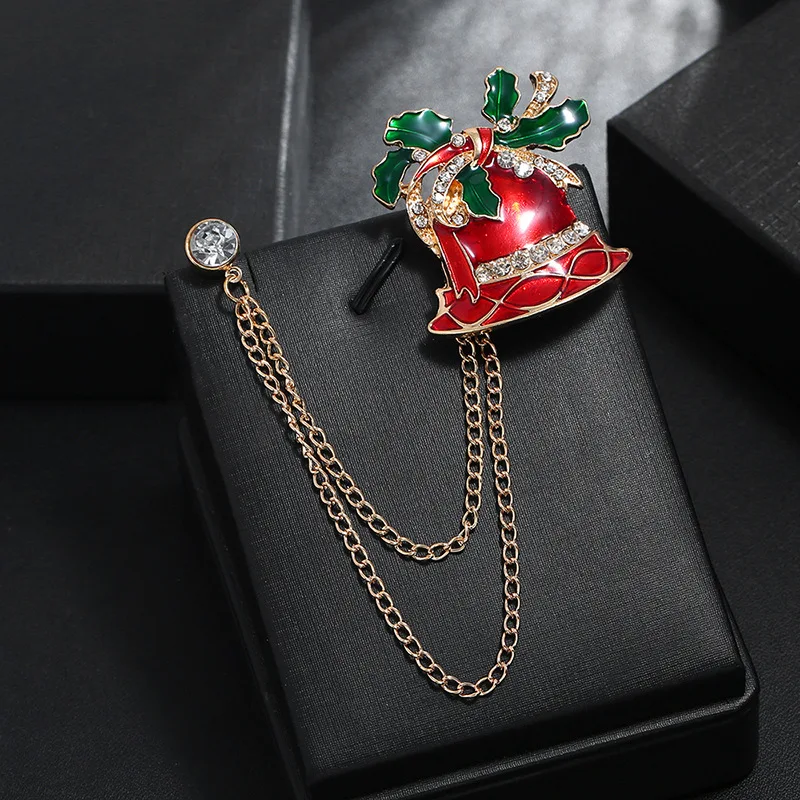Christmas Gift Series European And American New Oil Dripping Diamond Bell Double Chain Collar Pin Brooch
Christmas Gift Series European And American New Oil Dripping Diamond Bell Double Chain Collar Pin Brooch