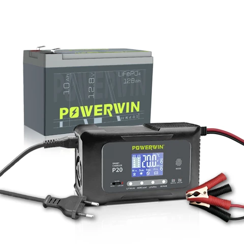 POWERWIN BT10 LifePO4 10Ah/128Wh P20 20A LCD Автоматическое AGM 12V20A 24V10A Интеллектуальное литий-свинцово-кислотное импульсное зарядное устройство для ремонта