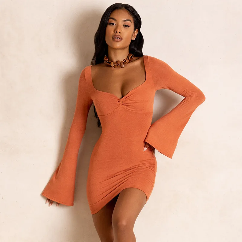 Solid Fairy Summer Dress Women Elegant Long Sleeve Mini Dresses V-Neck Sexy Slim Streetwear Women's Bodycon Party Robe Femme
Solid Fairy Summer Dress Women Elegant Long Sleeve Mini Dresses V-Neck Sexy Slim Streetwear Women's Bodycon Party Robe Femme