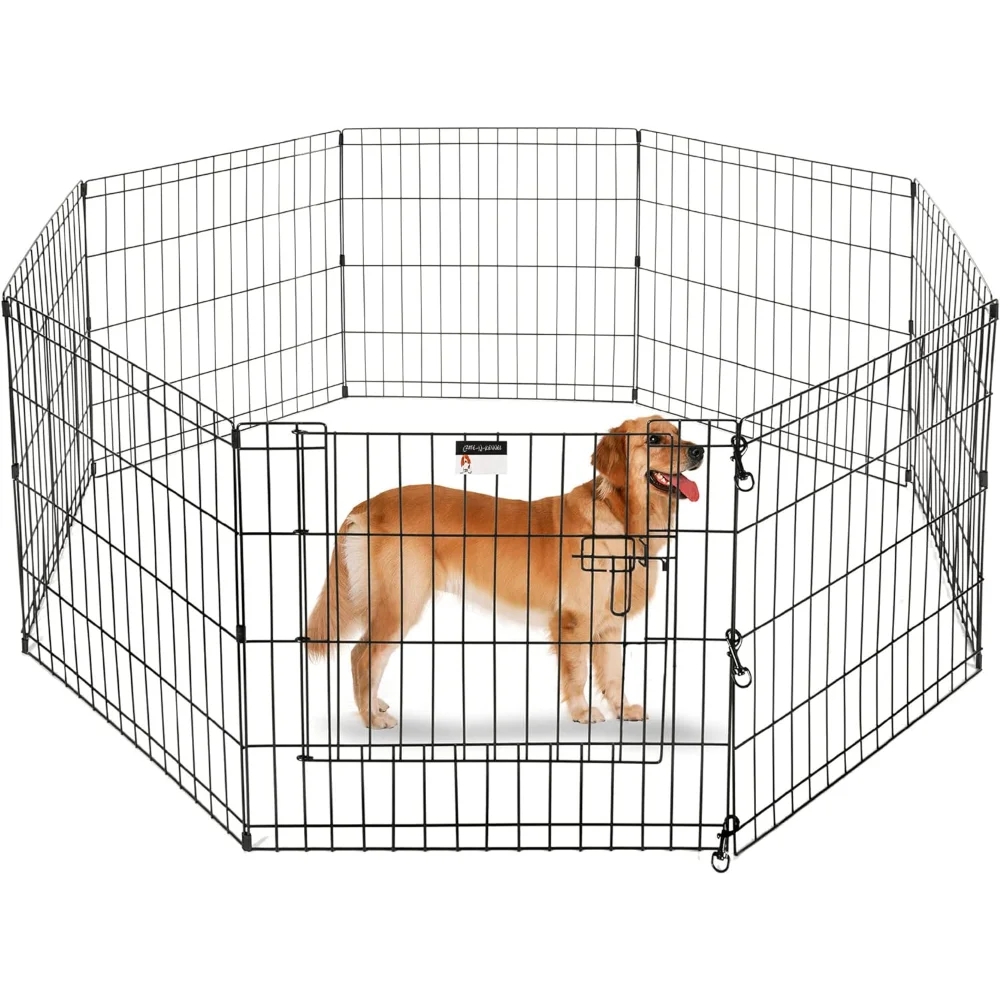 

Puppy Playpen - Foldable Metal Exercise Enclosure with Eight 24-Inch Panels - Indoor/Outdoor Fence for Dogs