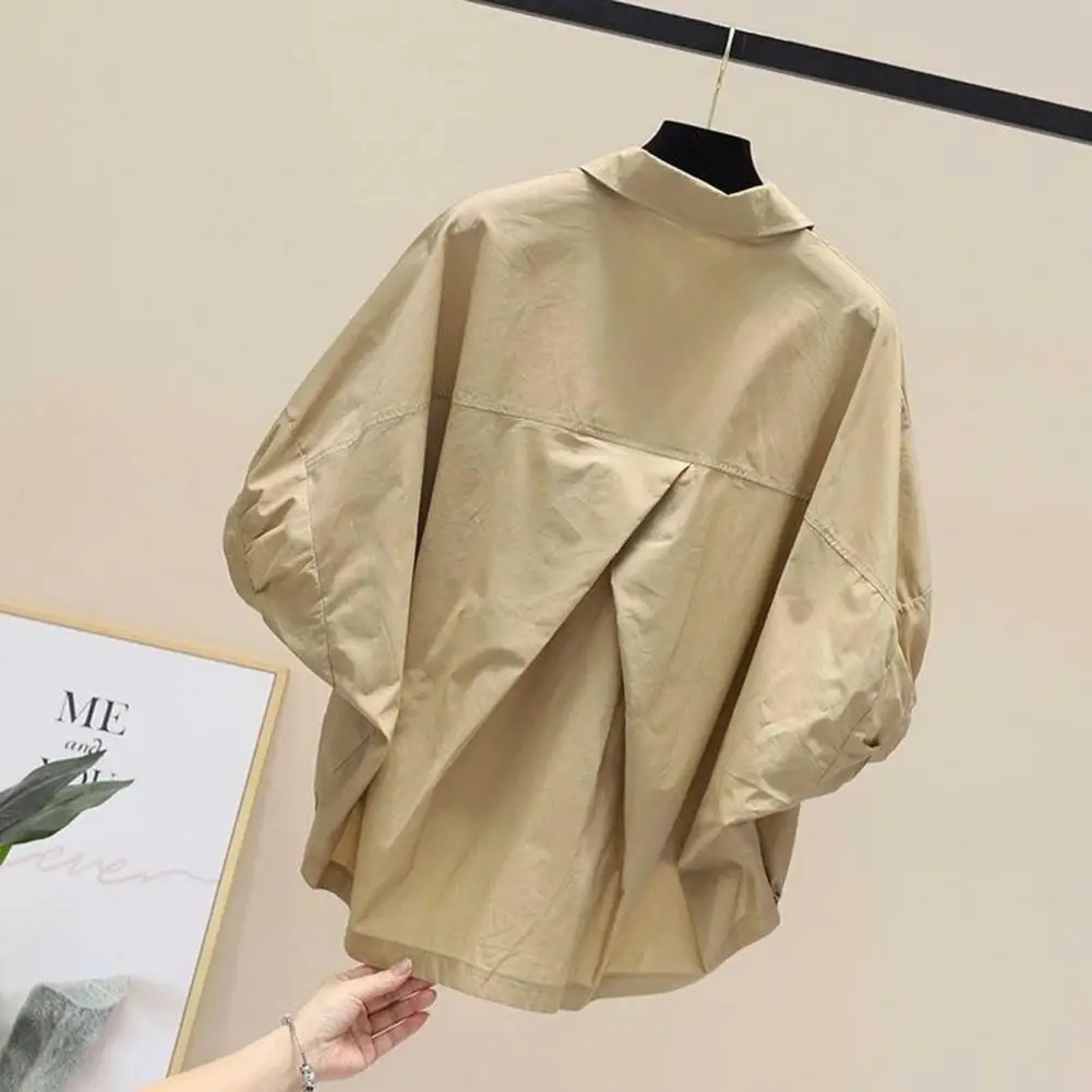 Basic Lapel Women Shirt Stylish Women's Lapel Shirt Irregular Back Design Half Sleeve Buttons Drawstring Hem for Spring Summer
Basic Lapel Women Shirt Stylish Women's Lapel Shirt Irregular Back Design Half Sleeve Buttons Drawstring Hem for Spring Summer