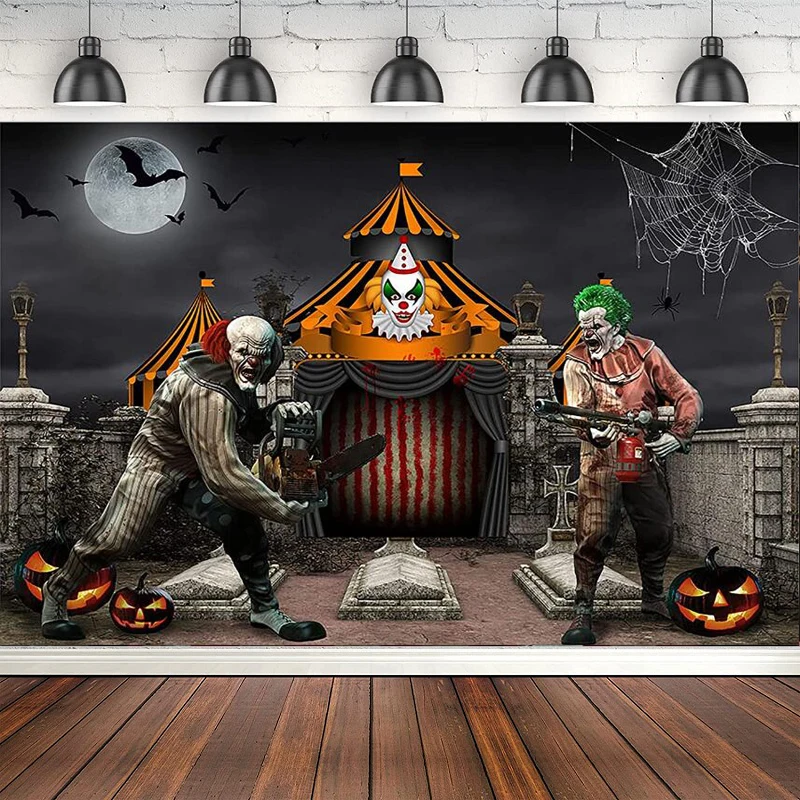 Horror Circus Photography Backdrop For Eve Clown Halloween Banner Scary Cemetery Circus Carnival Party Decoration Background
Horror Circus Photography Backdrop For Eve Clown Halloween Banner Scary Cemetery Circus Carnival Party Decoration Background