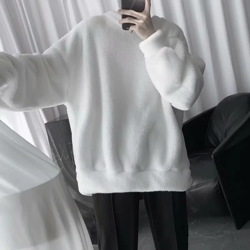 Winter New Solid Color Lamb Wool O-Neck Oversized Long-Sleeved Men'S Sweatshirt Korean Fashion Casual Street Loose Jogging Top
Winter New Solid Color Lamb Wool O-Neck Oversized Long-Sleeved Men'S Sweatshirt Korean Fashion Casual Street Loose Jogging Top