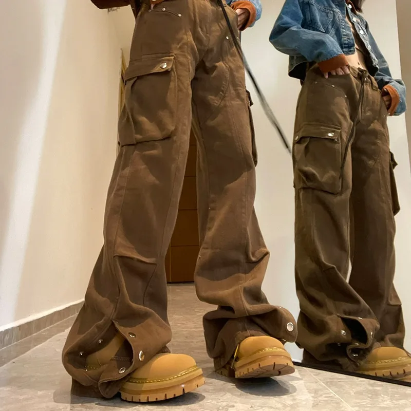 Брюки-карго женские в готическом стиле, на молнии, с карманами
Брюки-карго женские в готическом стиле, на молнии, с карманами