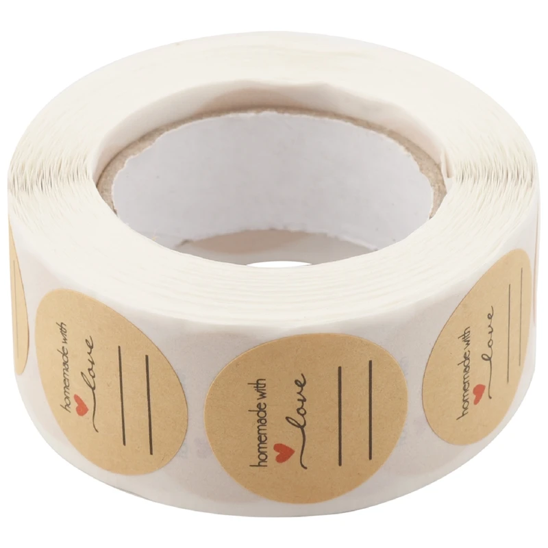 

1 Inch Homemade With Love Sticker With Lines For Writing /1 Inch Round Homemade With Love Canning Labels / 500 Labels Per Roll