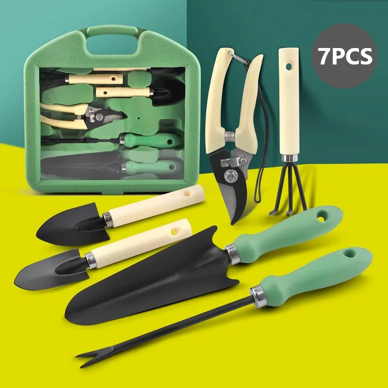 7Pcs Set Gardening Tools Portable Garden Planting Weeding Pick Root Mud Shovel Shears Bonsai Planting Tools PVC Window Suitcase
7Pcs Set Gardening Tools Portable Garden Planting Weeding Pick Root Mud Shovel Shears Bonsai Planting Tools PVC Window Suitcase