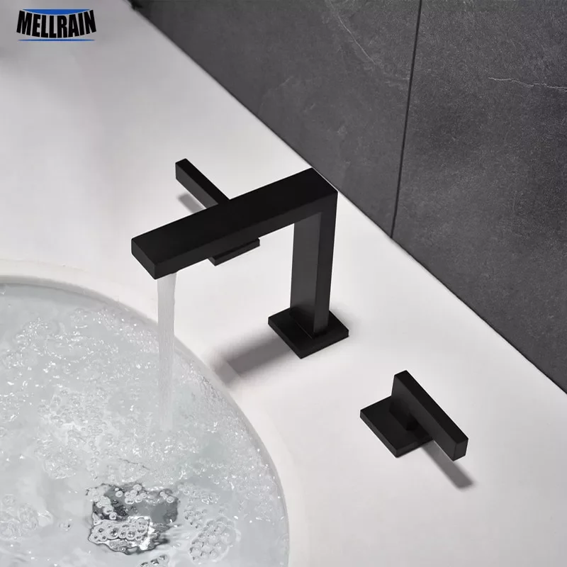 100% Solid Brass Double Handle Basin Faucet Widespread Bathroom Faucet Matte Black Or Chrome Choice Water Mixer Tap
100% Solid Brass Double Handle Basin Faucet Widespread Bathroom Faucet Matte Black Or Chrome Choice Water Mixer Tap