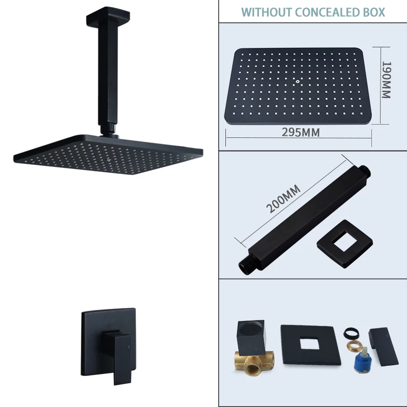 Black Square Rain Big Panel Shower Head Brass Built-in Shower Mixer Bathroom Wall & Ceiling Mounted Rainfall Shower Faucet S
Black Square Rain Big Panel Shower Head Brass Built-in Shower Mixer Bathroom Wall & Ceiling Mounted Rainfall Shower Faucet S