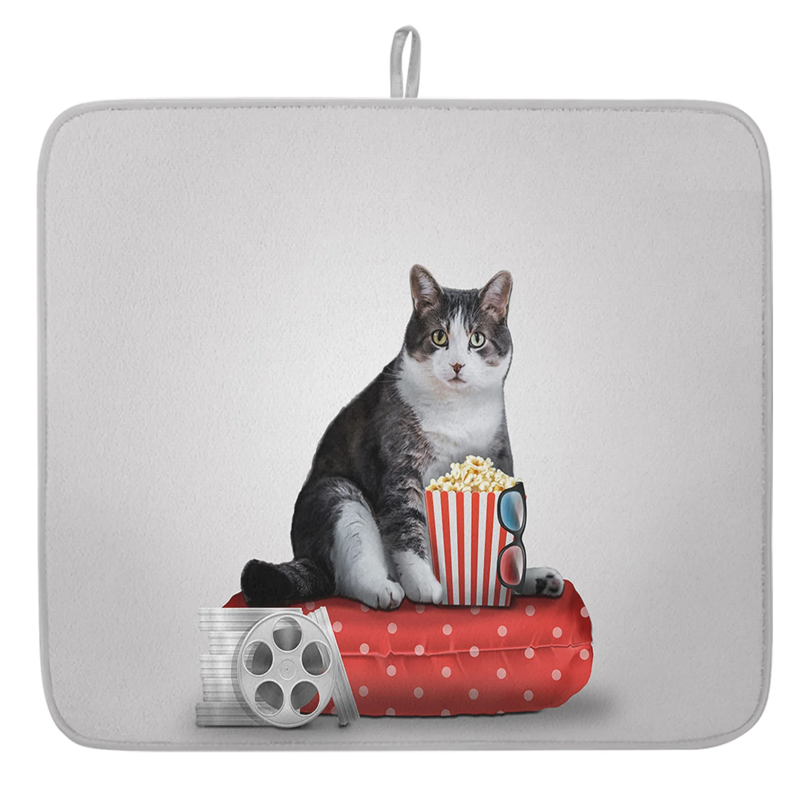 Домашний коврик для сушки посуды с забавным котом и попкорном, кухонные чашки, тарелки, подложка для раковины, впитывающий товар для кухни
Домашний коврик для сушки посуды с забавным котом и попкорном, кухонные чашки, тарелки, подложка для раковины, впитывающий товар для кухни