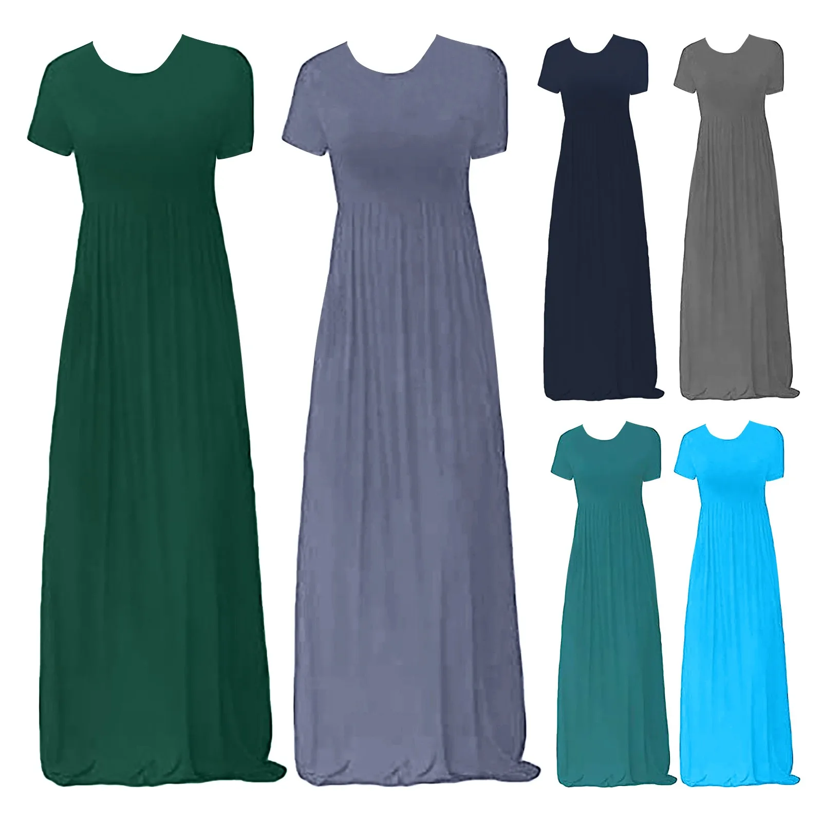 Платье женское повседневное средней длины, модное однотонное с круглым вырезом, коротким рукавом и карманами, большие размеры 7XL 6XL 5XL 4XL, лето 
Платье женское повседневное средней длины, модное однотонное с круглым вырезом, коротким рукавом и карманами, большие размеры 7XL 6XL 5XL 4XL, лето