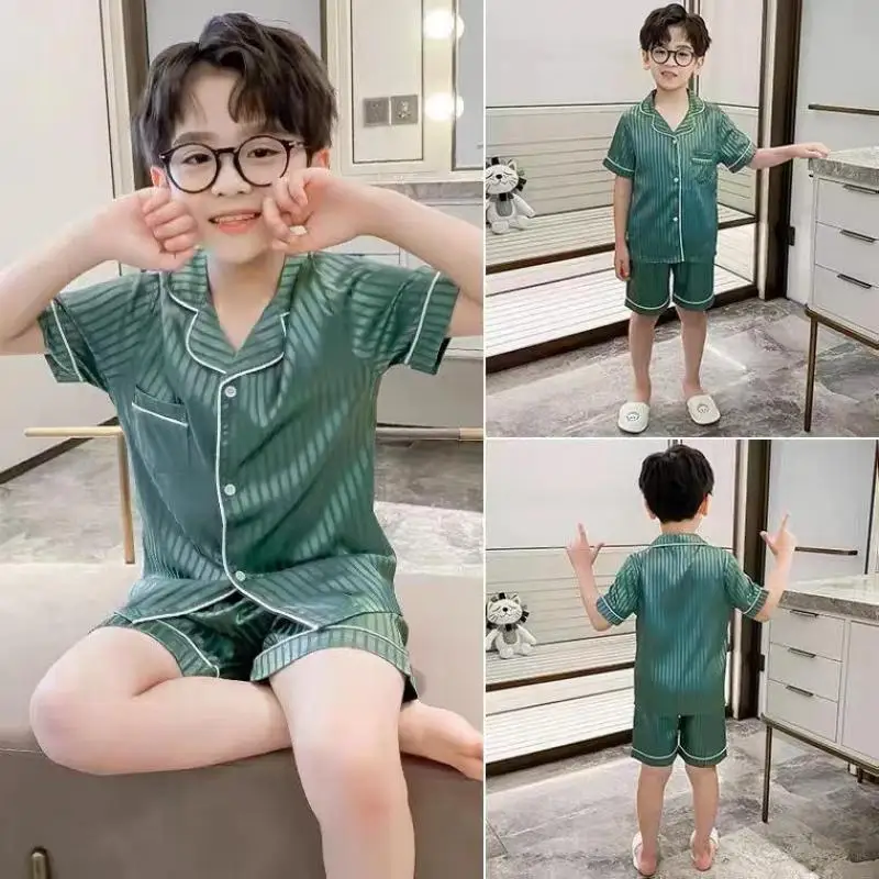 5-16y Kids Pajamas Sets Summer Boys Sleepwear Suits Short Sleeve Shirts + Shorts Striped 2pcs Comfortable Children Clothes H45
5-16y Kids Pajamas Sets Summer Boys Sleepwear Suits Short Sleeve Shirts + Shorts Striped 2pcs Comfortable Children Clothes H45