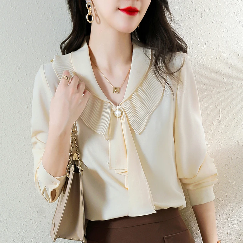 Chiffon Women's Shirt Summer 2023 New Solid Blouses Loose Ruffles Long Sleeve Top V-neck Ladies Clothing YCMYUNYAN
Chiffon Women's Shirt Summer 2023 New Solid Blouses Loose Ruffles Long Sleeve Top V-neck Ladies Clothing YCMYUNYAN