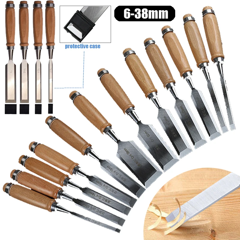 4/6/12pcs Wood Chisel Set 6-38mm Woodworking CRV Steel Walnut Handle Wooden Premium for Carpentry Craftsman Woodturning Tools 
4/6/12pcs Wood Chisel Set 6-38mm Woodworking CRV Steel Walnut Handle Wooden Premium for Carpentry Craftsman Woodturning Tools