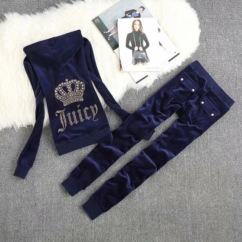 Juicy Tracksuit Jogging Pants Sweatshirt and Pencil Pant Sewing Suit Two Piece Sets Velvet Tracksuits for Woman
Juicy Tracksuit Jogging Pants Sweatshirt and Pencil Pant Sewing Suit Two Piece Sets Velvet Tracksuits for Woman