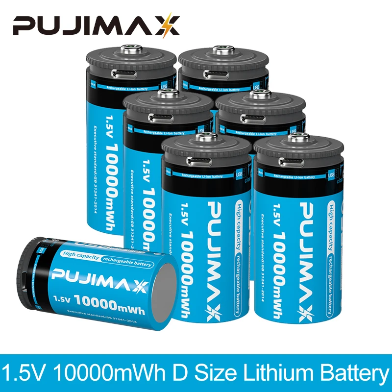 PUJIMAX D Size 1.5V Rechargeable Battery 10000mWh Type C Lithium Batteries For Electronic Piano Gamepad Flashlight Water Heater 
PUJIMAX D Size 1.5V Rechargeable Battery 10000mWh Type C Lithium Batteries For Electronic Piano Gamepad Flashlight Water Heater