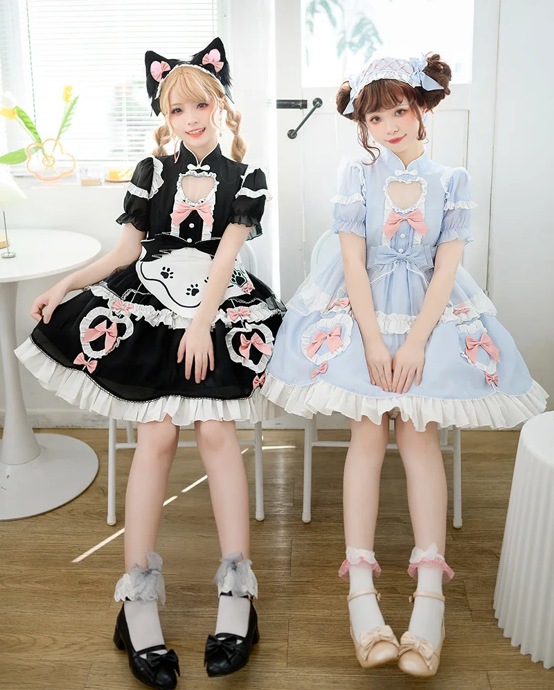 

Sweetheart Kitty Maid Style Cute Women's Girls Lolita OP Short Sleeve Summer Dress One Piece