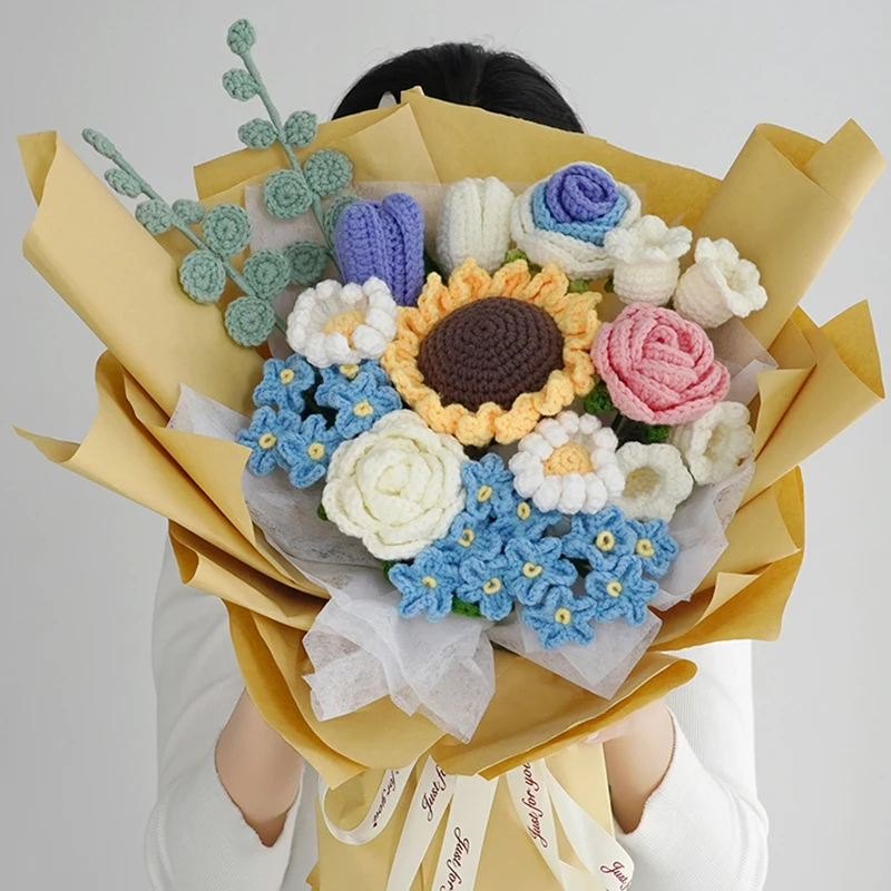 Knitted Flower Daisy Rose Bouquet Sunflower DIY Hand-Knitted Fake Flower Homemade Finished Home Table Creative Decorate Gift 1pc
Knitted Flower Daisy Rose Bouquet Sunflower DIY Hand-Knitted Fake Flower Homemade Finished Home Table Creative Decorate Gift 1pc