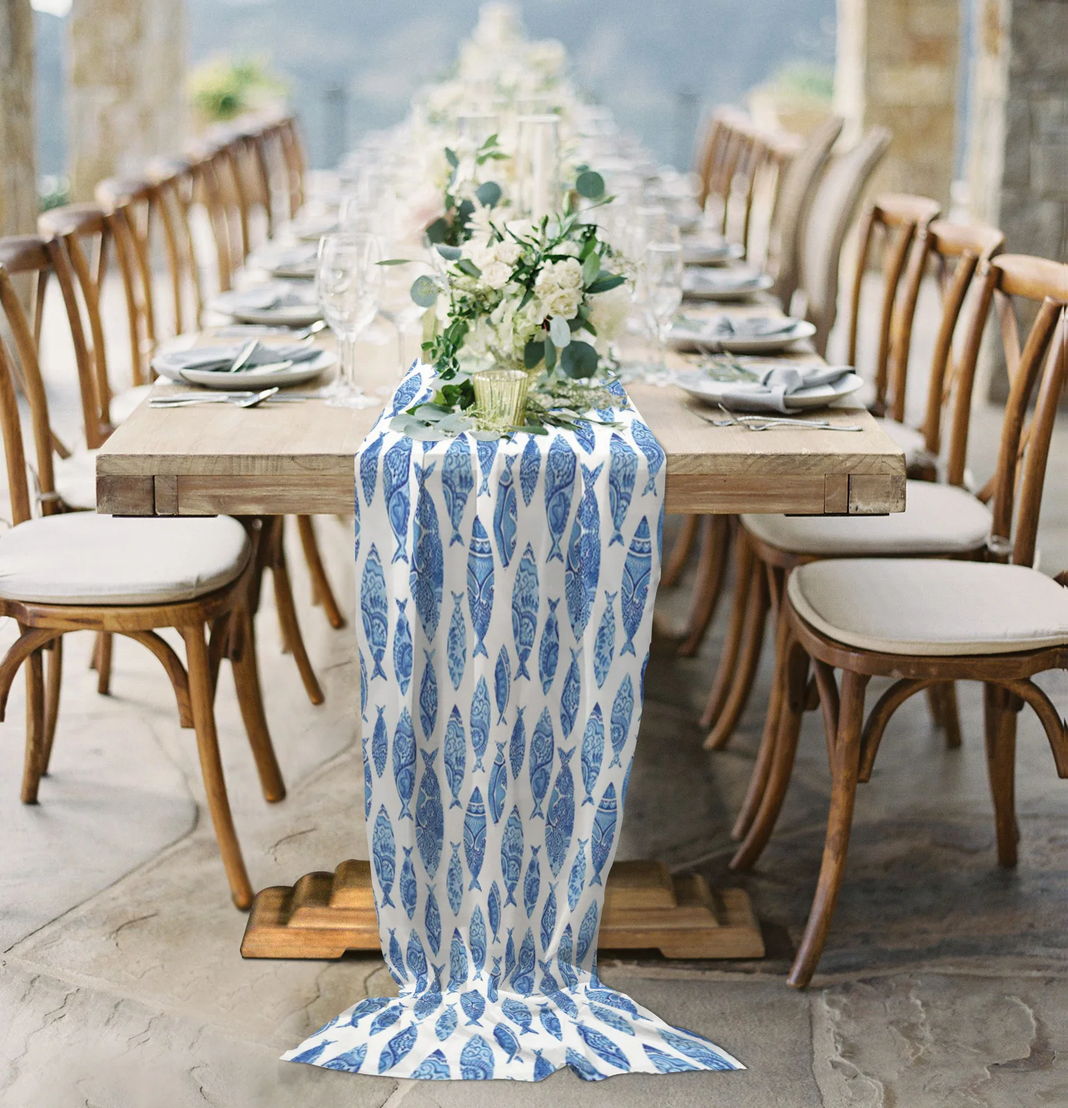 Blue Marine Life Fish Table Runner Sheer Chiffon Luxury Boho Wedding Party Birthday Gauze Tablecloth
Blue Marine Life Fish Table Runner Sheer Chiffon Luxury Boho Wedding Party Birthday Gauze Tablecloth