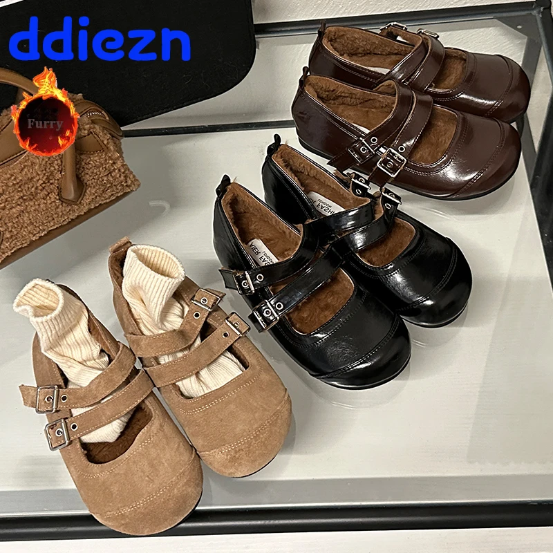 Autumn Winter Footwear Furry Women Flats Shoes Round Toe Buckle Strap Fashion Warm Female Shallow Ladies Flats With Fur Shoes
Autumn Winter Footwear Furry Women Flats Shoes Round Toe Buckle Strap Fashion Warm Female Shallow Ladies Flats With Fur Shoes