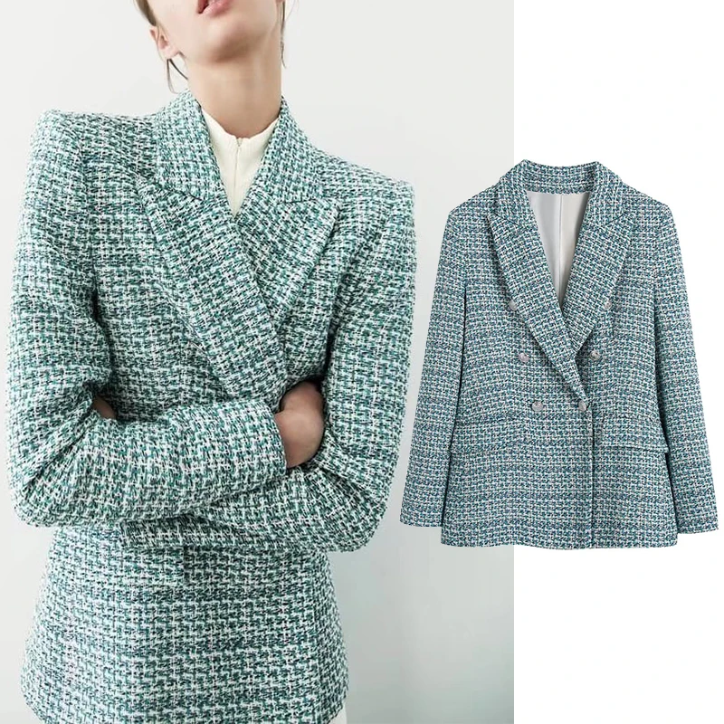 2022 Women Tweed Texture Double Breasted Blazer Suits Vintage Notched Collar Long Sleeve Jacket Coats Chic Female Casual Tops
2022 Women Tweed Texture Double Breasted Blazer Suits Vintage Notched Collar Long Sleeve Jacket Coats Chic Female Casual Tops