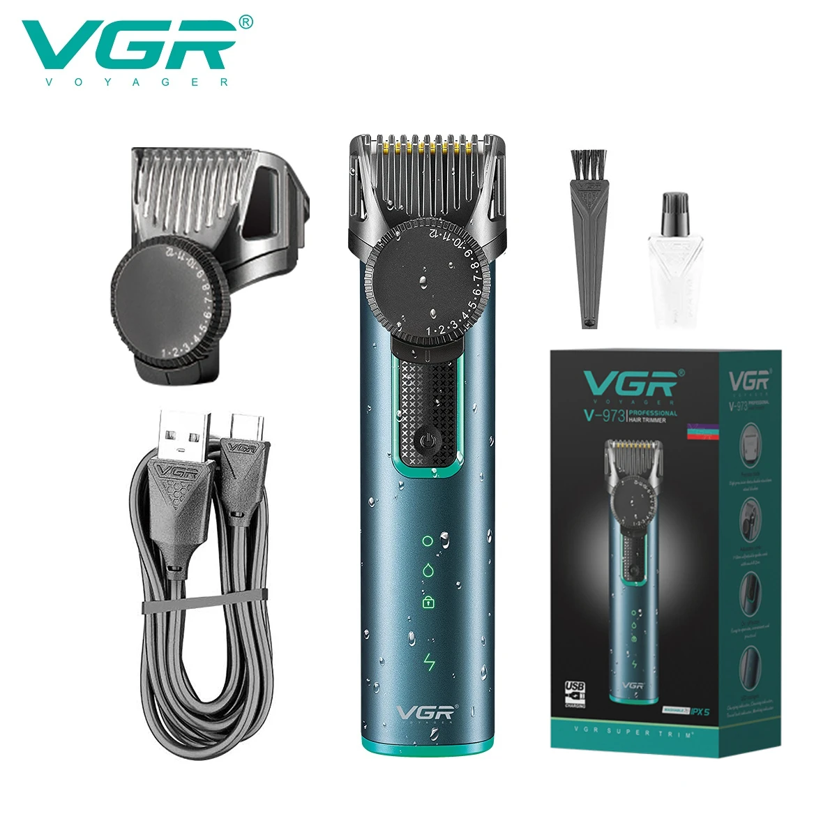 

VGR триммер для мужчин машинка для стрижки машинка для стрижки волос беспроводной Парикмахерская Перезаряжаемый Триммер для волос Водонепроницаемый Машинка для стрижки волос Профессиональный Триммер для мужчин V-973
