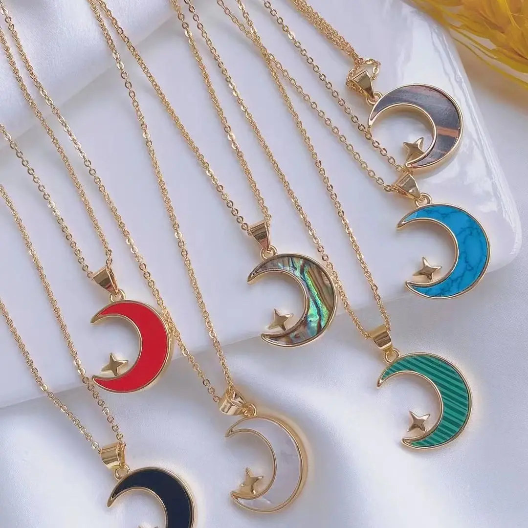 6Pcs Fashion high quality gold plated shell stone pave moon star charm pendant necklace for daily life
6Pcs Fashion high quality gold plated shell stone pave moon star charm pendant necklace for daily life
