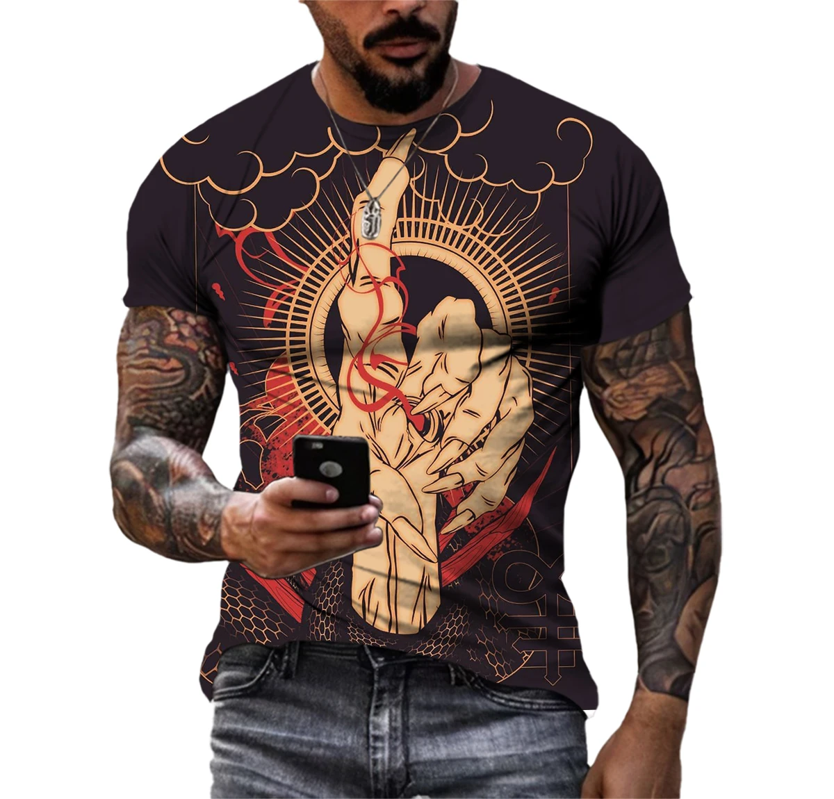 Мужская летняя футболка с принтом, с коротким рукавом
Мужская летняя футболка с принтом, с коротким рукавом