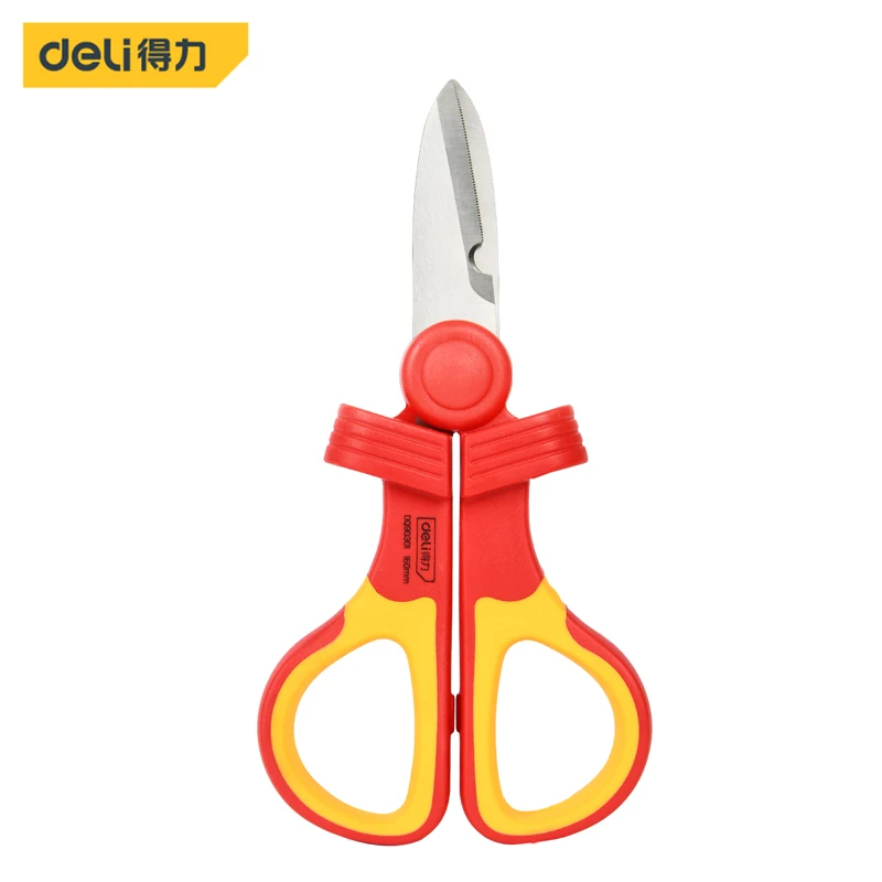 

Deli 1 Pcs 6 Inch VDE Insulated Electrician Scissors Multifunctional Shear Wire Electrician Special Resistance Voltage 1000V