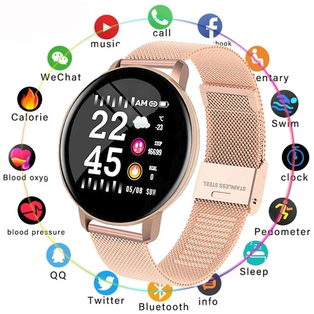 W8 Smart Watch Ladies Weather Forecast Fitness Sports Tracker Heart Rate Monitor Bluetooth Waterproof Smart Bracelet Watch Clock
W8 Smart Watch Ladies Weather Forecast Fitness Sports Tracker Heart Rate Monitor Bluetooth Waterproof Smart Bracelet Watch Clock