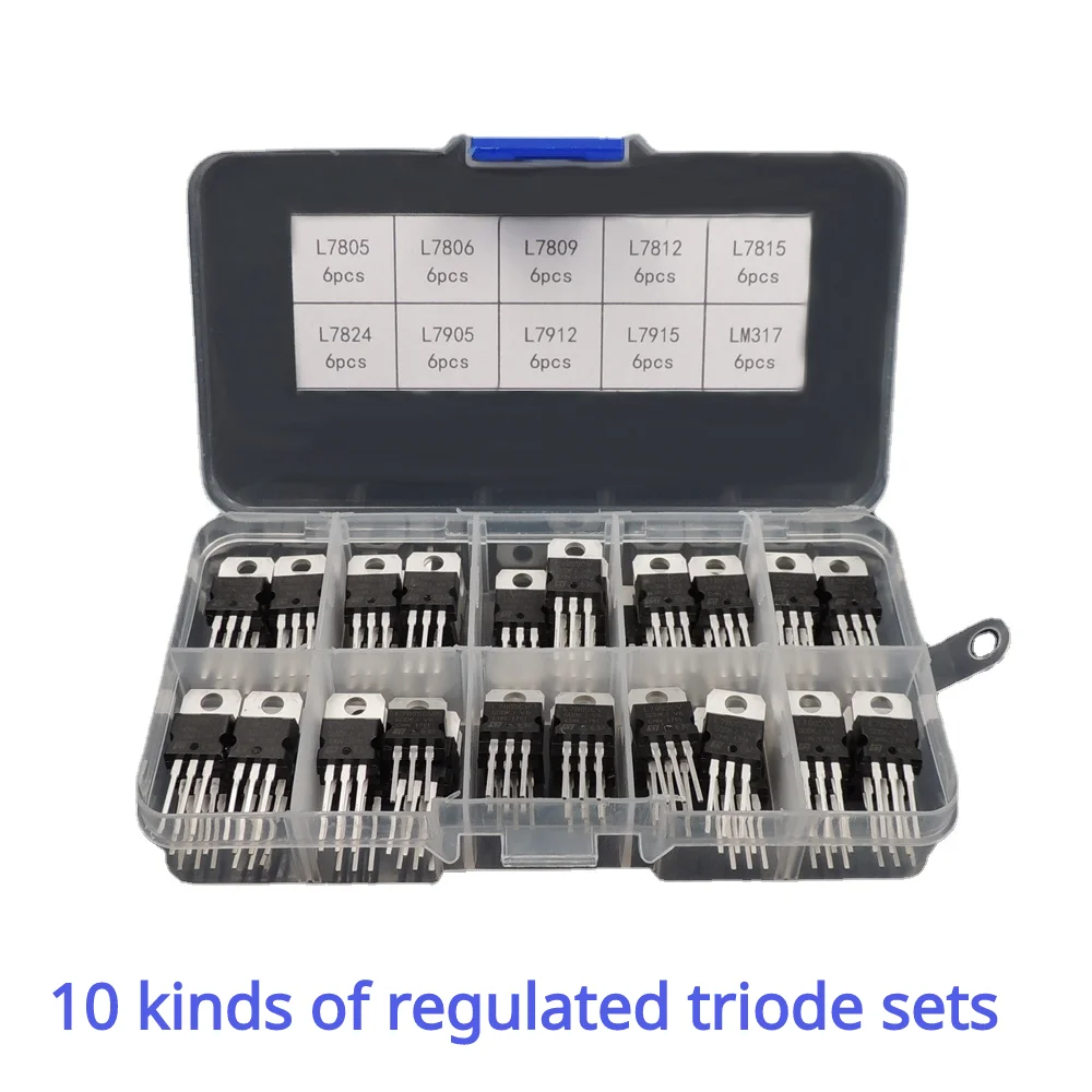 10value*6pcs=60pcs Transistor kit L7805/L7806/L7809/L7815/L7905/L7912/L7915/LM317 Three Terminal Voltage Regulator Boxed Set
10value*6pcs=60pcs Transistor kit L7805/L7806/L7809/L7815/L7905/L7912/L7915/LM317 Three Terminal Voltage Regulator Boxed Set