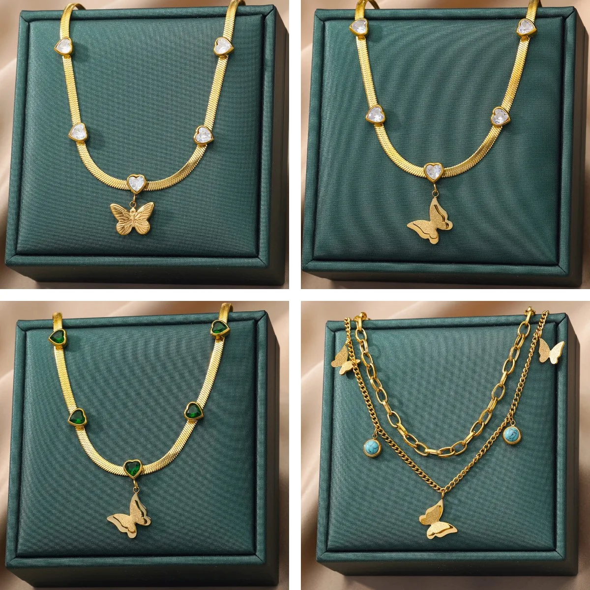 Vintage Butterfly Heart Zircon Pendant Stainless Steel Necklace for Women Blade Chain Choker Aesthetic Wedding Party Jewelry
Vintage Butterfly Heart Zircon Pendant Stainless Steel Necklace for Women Blade Chain Choker Aesthetic Wedding Party Jewelry