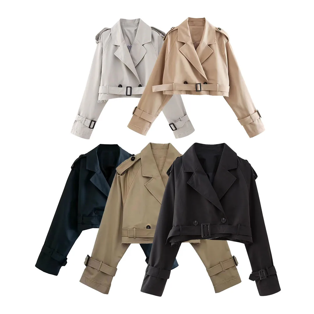 Classic Women Fashion With Belt Cropped Trench Jacket Vintage Notched Neck Long Sleeve Female Chic Lady Coat Outfits Elegant Top
Classic Women Fashion With Belt Cropped Trench Jacket Vintage Notched Neck Long Sleeve Female Chic Lady Coat Outfits Elegant Top