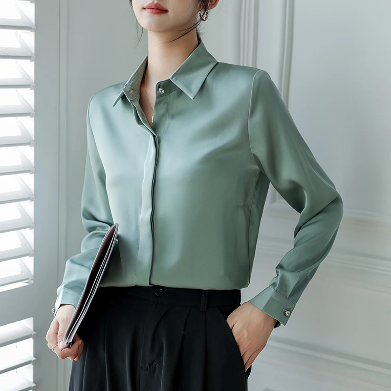 Korean Fashion Silk Shirts Women's Tops Blouses 2022 Spring Autumn Long Sleeve Hidden Buttons Work Chiffon Shirts Female Clothes
Korean Fashion Silk Shirts Women's Tops Blouses 2022 Spring Autumn Long Sleeve Hidden Buttons Work Chiffon Shirts Female Clothes