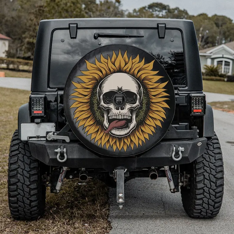 SunFlower Skull Tire Cover | Spare Tire Cover For Jeep | Tire Cover With Camera Hole | Tire Covers For Jeep | Jeep unique Access
SunFlower Skull Tire Cover | Spare Tire Cover For Jeep | Tire Cover With Camera Hole | Tire Covers For Jeep | Jeep unique Access