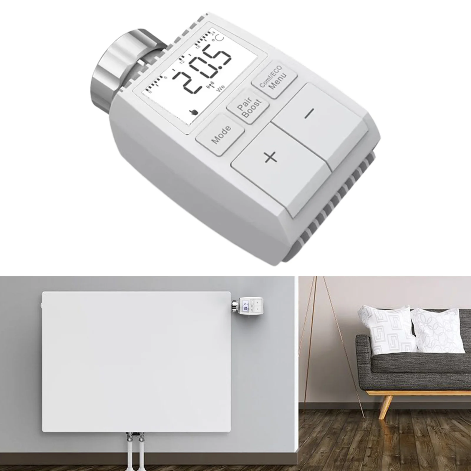 Thermostatic Radiator Actuator TRV Programmable Thermostatic Radiator Valve App Remote Temperature Controller Support Alexa
Thermostatic Radiator Actuator TRV Programmable Thermostatic Radiator Valve App Remote Temperature Controller Support Alexa