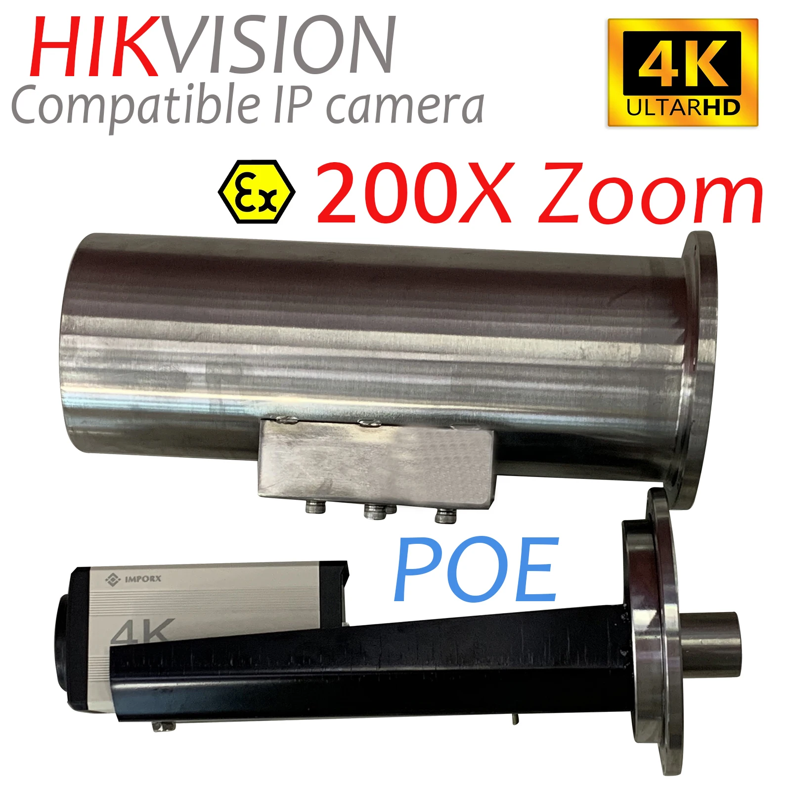 Explosion-proof POE IP Camera 8MP 4K 200X ZOOM Wear&Corrosion Resistance IP68 304Stainless Steel AI Human Detection Security
Explosion-proof POE IP Camera 8MP 4K 200X ZOOM Wear&Corrosion Resistance IP68 304Stainless Steel AI Human Detection Security