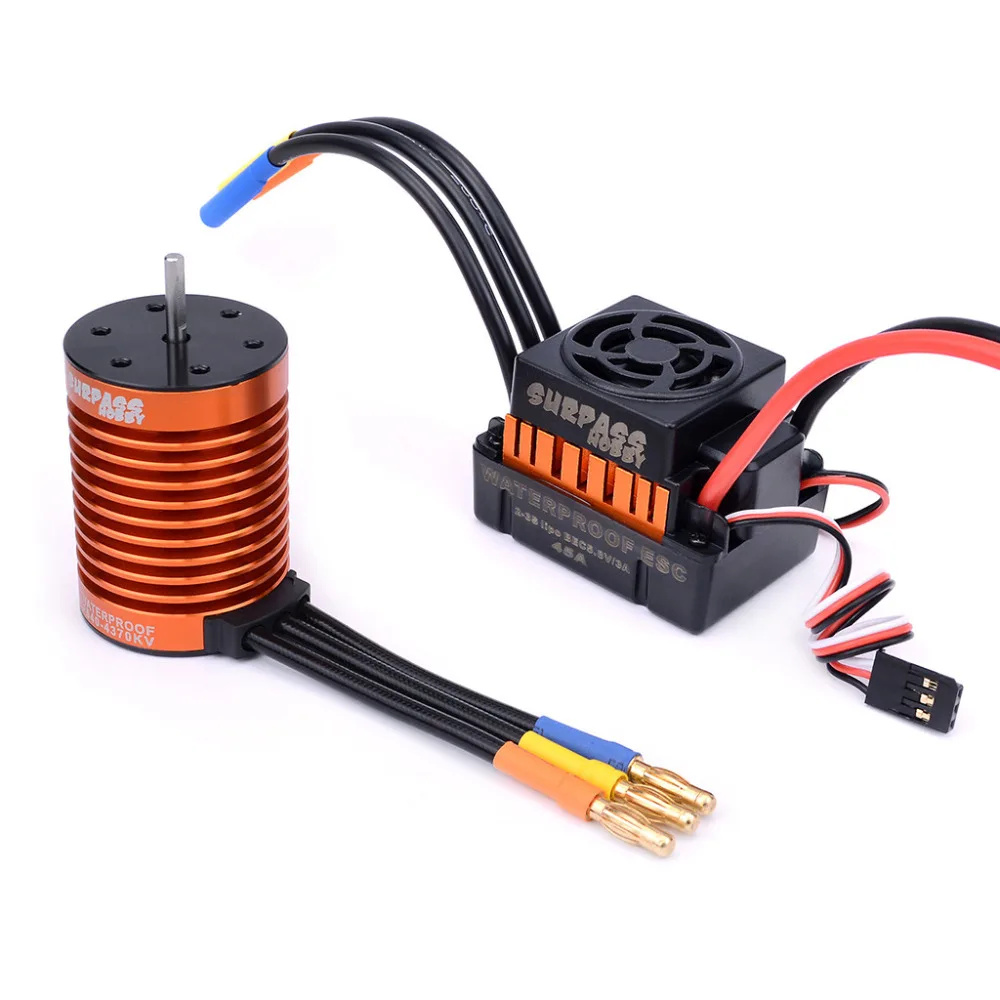 

Rc F540 4370/3930/3300/3000kv Sensorless Brushless Motor & 45A Brushless ESC+ Program Card For 1/10 RC Racing Car Boat