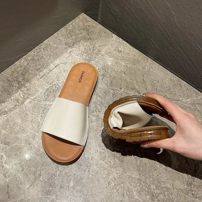 Simple genuine leather thick sole slippers for women's outerwear 2023 summer new versatile Oxford soft sole beach shoes
Simple genuine leather thick sole slippers for women's outerwear 2023 summer new versatile Oxford soft sole beach shoes
