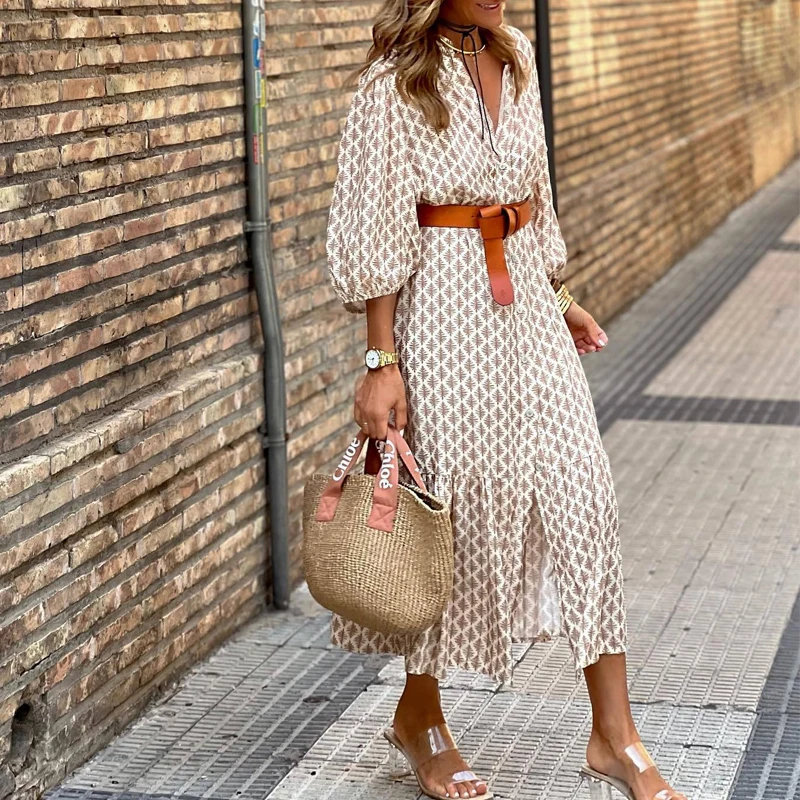 Women Casual Summer Button Beach Boho Dresses Early Autumn New Fashion Print Dress Commuting Elegant Lantern Sleeve Shirt Dress
Women Casual Summer Button Beach Boho Dresses Early Autumn New Fashion Print Dress Commuting Elegant Lantern Sleeve Shirt Dress