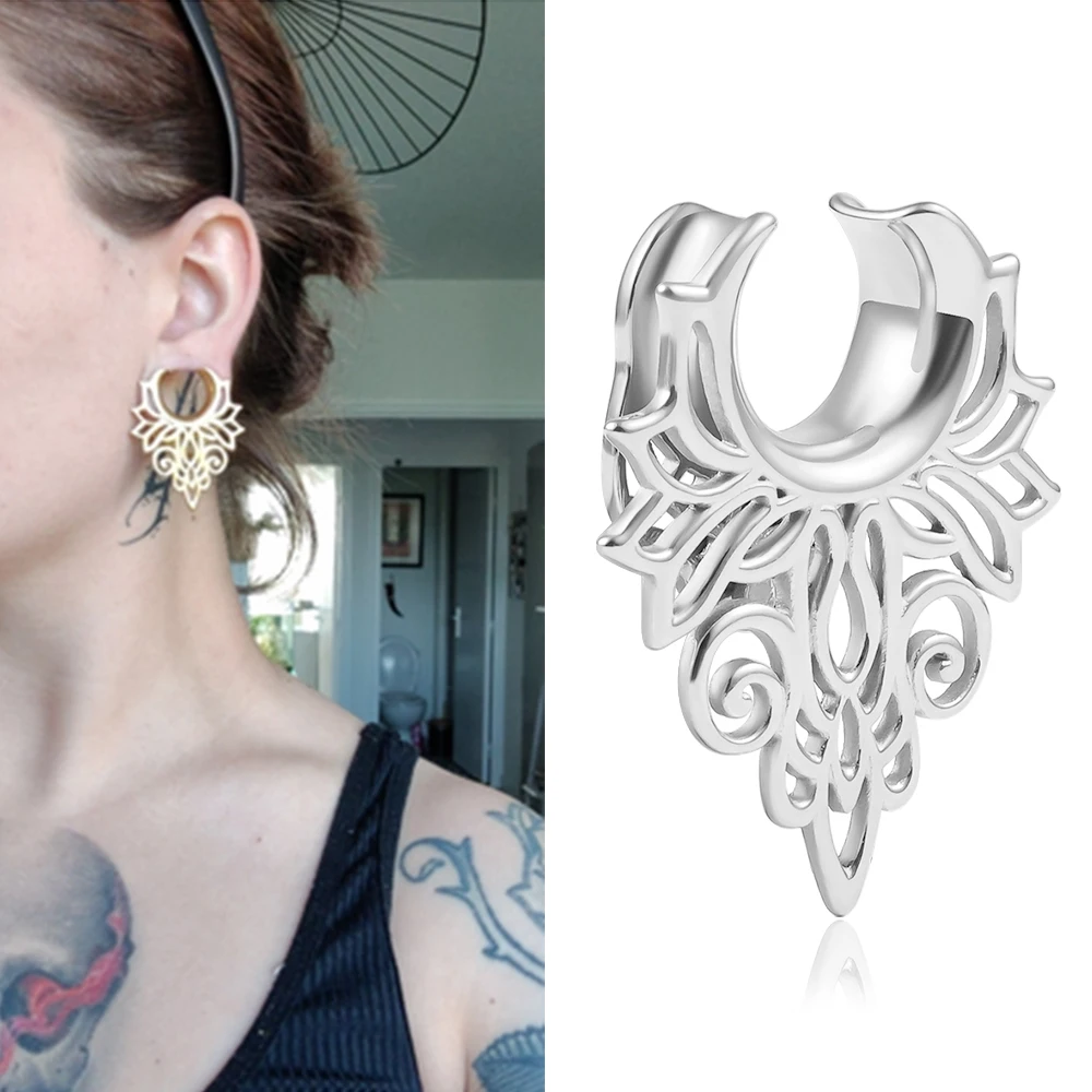 Doearko 2PCS Retro Floral Ear Plugs Tunnels Saddle Gauges 0g-5/8" Stainless Steel Body Piercing Earrings for Stretched Earlobe
Doearko 2PCS Retro Floral Ear Plugs Tunnels Saddle Gauges 0g-5/8" Stainless Steel Body Piercing Earrings for Stretched Earlobe