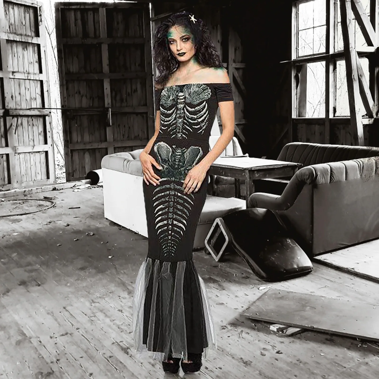 Bodysuit Skeleton Women Dress Cosplay Costumes Halloween Printed Dress For Women Ranger Costume Medieval Vintage Party Dress
Bodysuit Skeleton Women Dress Cosplay Costumes Halloween Printed Dress For Women Ranger Costume Medieval Vintage Party Dress
