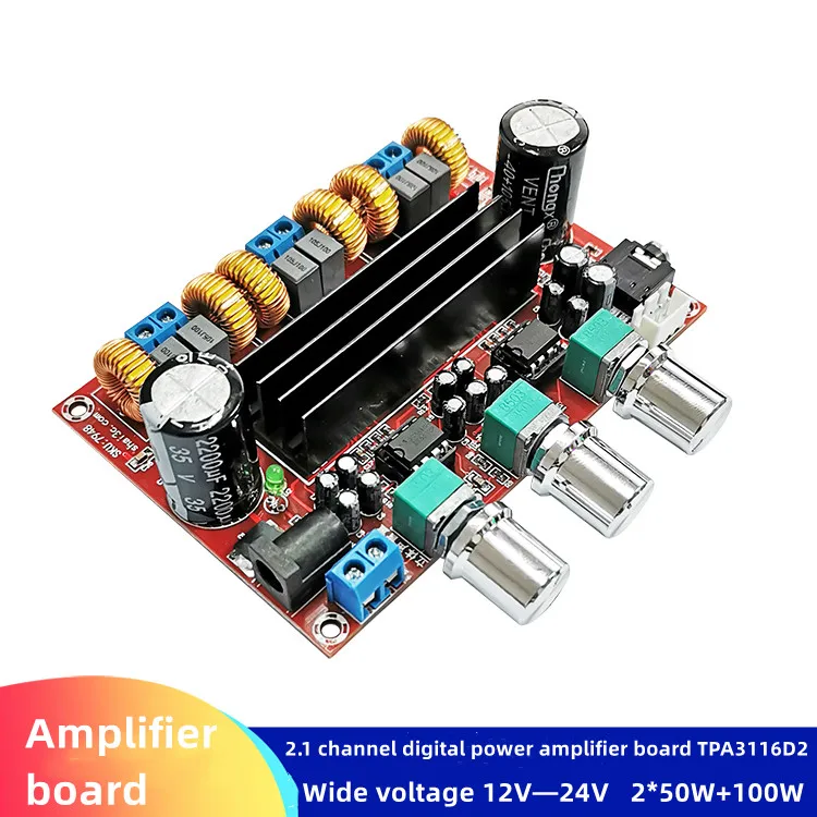 XH-M139 2.1 channel digital power amplifier board 12V-24V wide voltage TPA3116D2 2*50W+100W
XH-M139 2.1 channel digital power amplifier board 12V-24V wide voltage TPA3116D2 2*50W+100W
