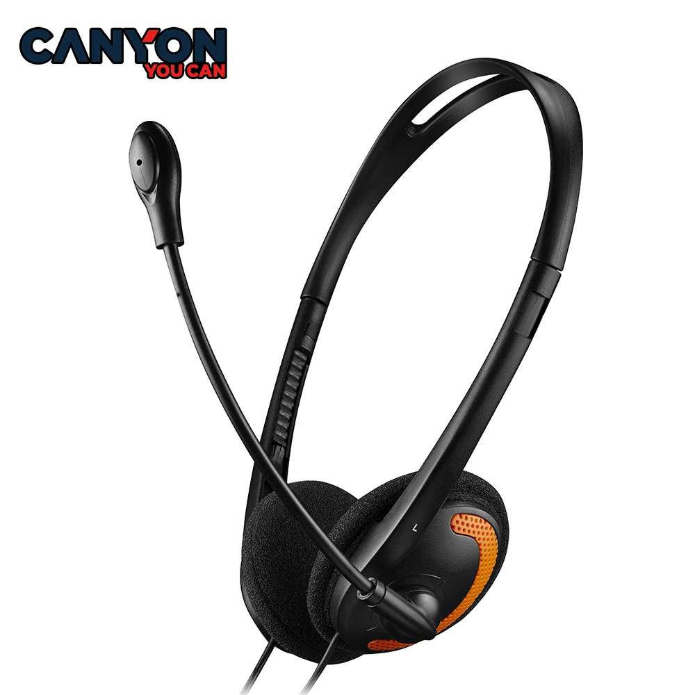 

CANYON Wired Headphones with Adjustable mIcrophone Head-band Earphone for compated PC working gaming Listing CNS-CHS01BO