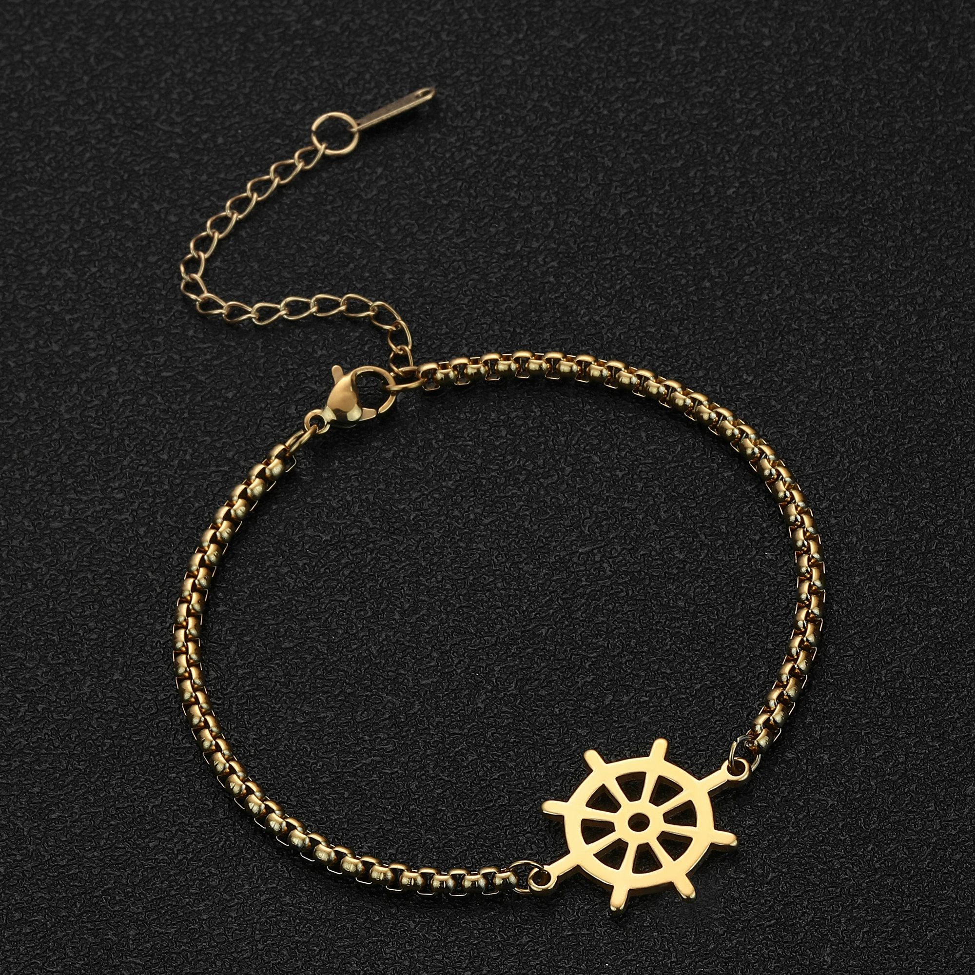 Rudder Pendant Bracelet for Men Women Stainless Steel Box Chain Bracelet Simple Vintage Jewelry Accessories Gift
Rudder Pendant Bracelet for Men Women Stainless Steel Box Chain Bracelet Simple Vintage Jewelry Accessories Gift