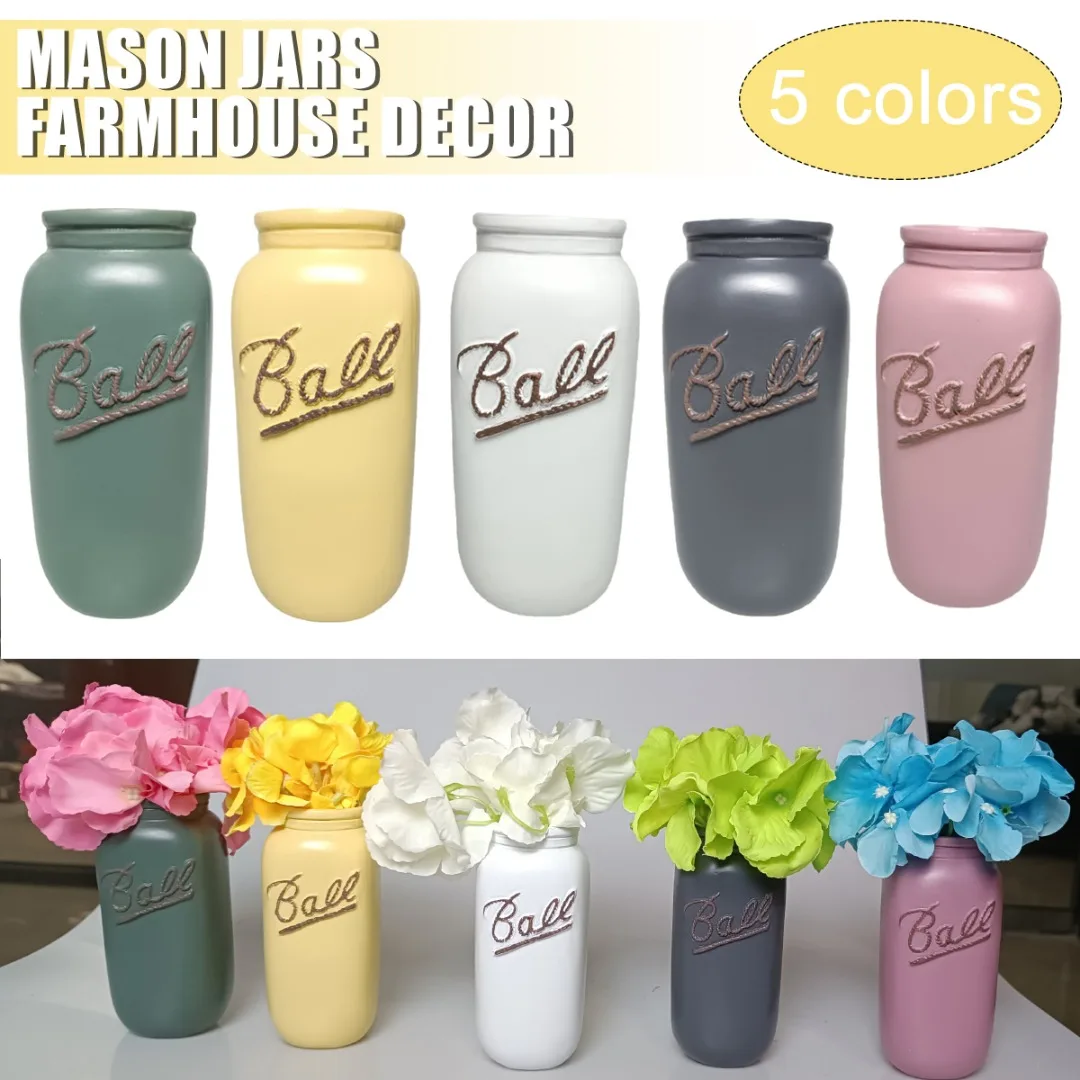1pc Flower Vase Farmhouse Decoration Creative Resin Mason Jar Bottle Portable Plant Flowers Decor Home Table Ornaments
1pc Flower Vase Farmhouse Decoration Creative Resin Mason Jar Bottle Portable Plant Flowers Decor Home Table Ornaments