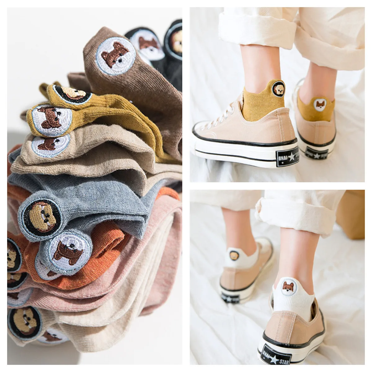 4pairs New design fashion Dog puppy Embroidery ankel boat socks funny personality women's socks trend candy color Japanese socks
4pairs New design fashion Dog puppy Embroidery ankel boat socks funny personality women's socks trend candy color Japanese socks