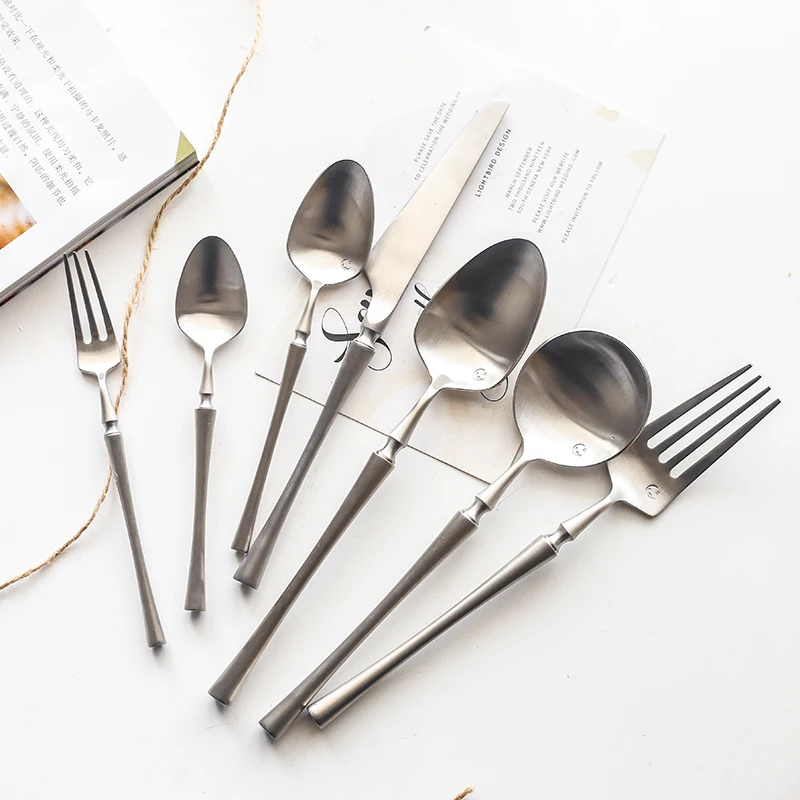 Western Food Utensils Sanding Cutlery Set Brushed 304 Stainless Steel Dinner Knife and Fork Coffee Spoon Dishwasher Safe
Western Food Utensils Sanding Cutlery Set Brushed 304 Stainless Steel Dinner Knife and Fork Coffee Spoon Dishwasher Safe