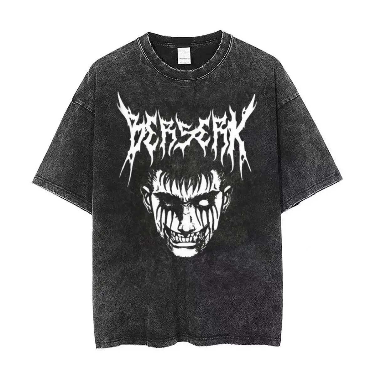 

Washed T Shirt Berserk Guts Metal Anime Hip Hop T-Shirt Harajuku Swordsman Japanese Manga Streetwear Cotton Summer Tops Tee