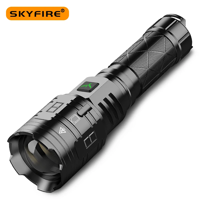 SKYFIRE 2022 P100 Ultra Bright Tactical 5 Mode Outdoor Zoomable Flashlight Waterproof LED Troch USB Type-c Charging SF-C365 
SKYFIRE 2022 P100 Ultra Bright Tactical 5 Mode Outdoor Zoomable Flashlight Waterproof LED Troch USB Type-c Charging SF-C365