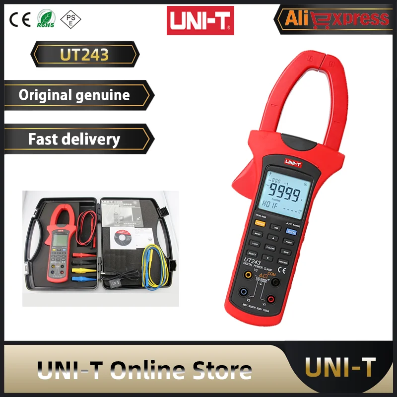 

UNI-T Digital Clamp Meter UT243 Ture RMS Phase Factor Power Meter Active Energy USB Interface AC Current Voltage Tester